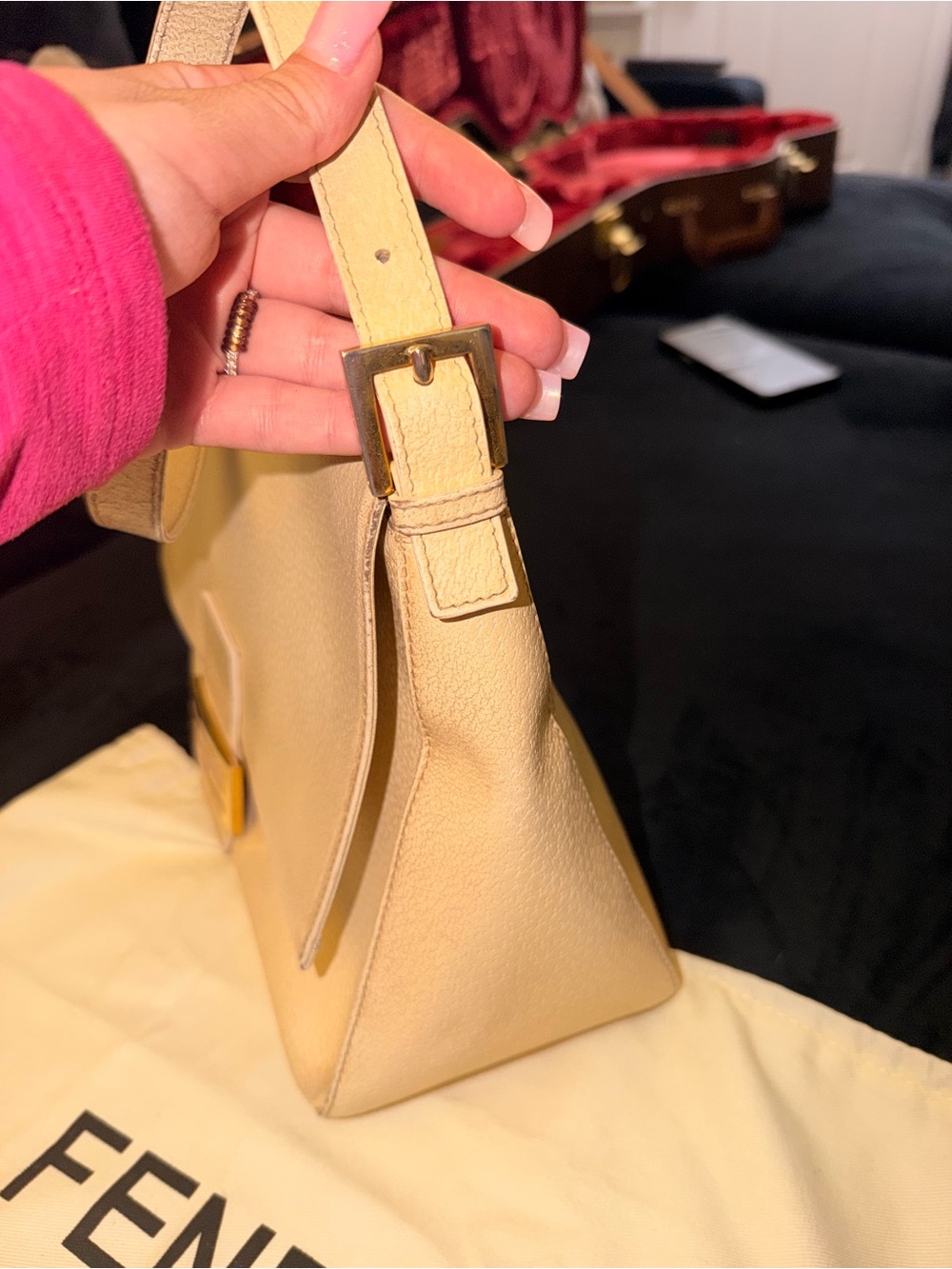 AUTHENTIC RARE FENDI CALFSKIN MAMMA FOREVER BAGUETTE CREAM - Picture 6 of 17